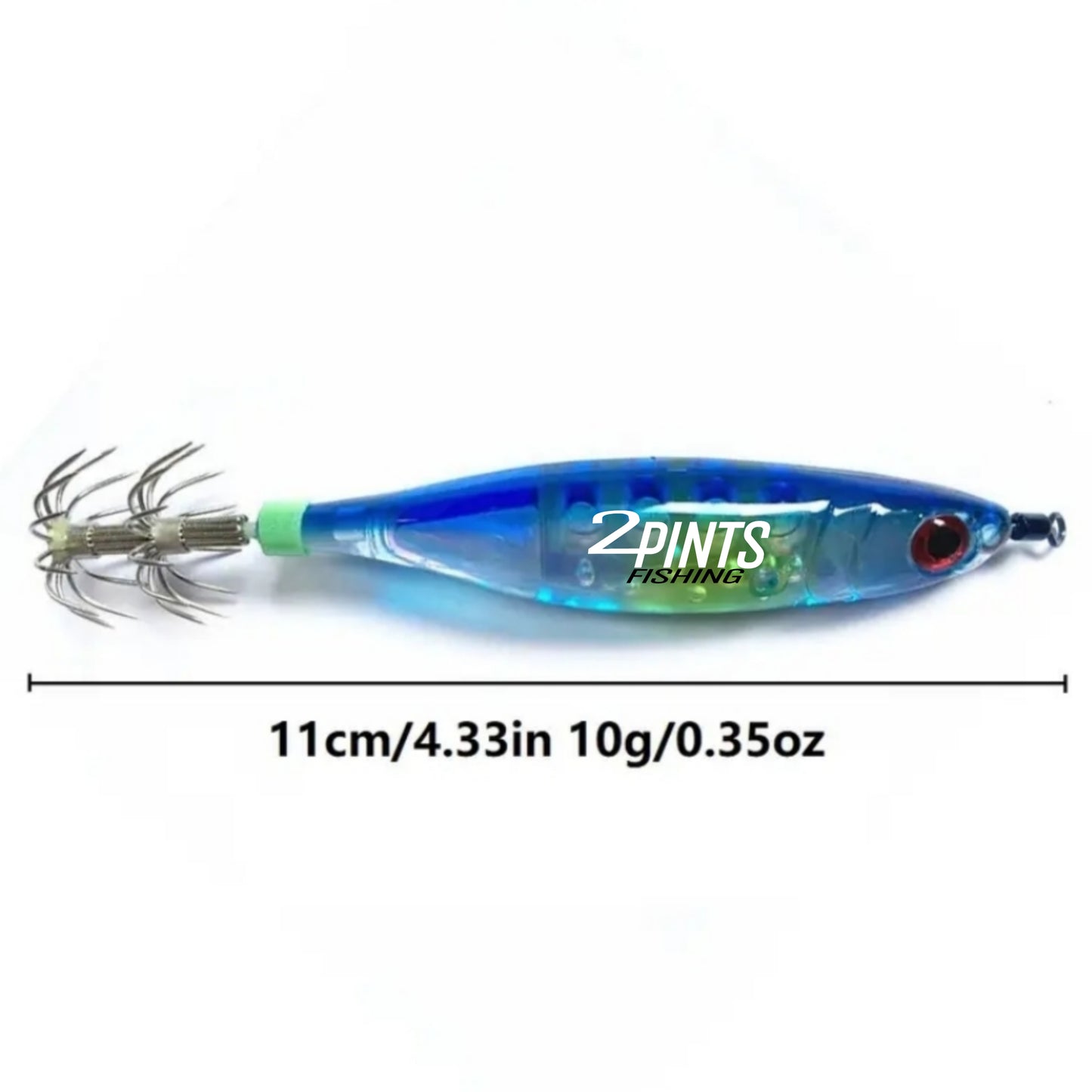 GlowTech Squid Jig - Luminescent Glow in the Dark Weighted Squid Jig for all depths 4.3 inch 1/3 Oz Fishing Lure