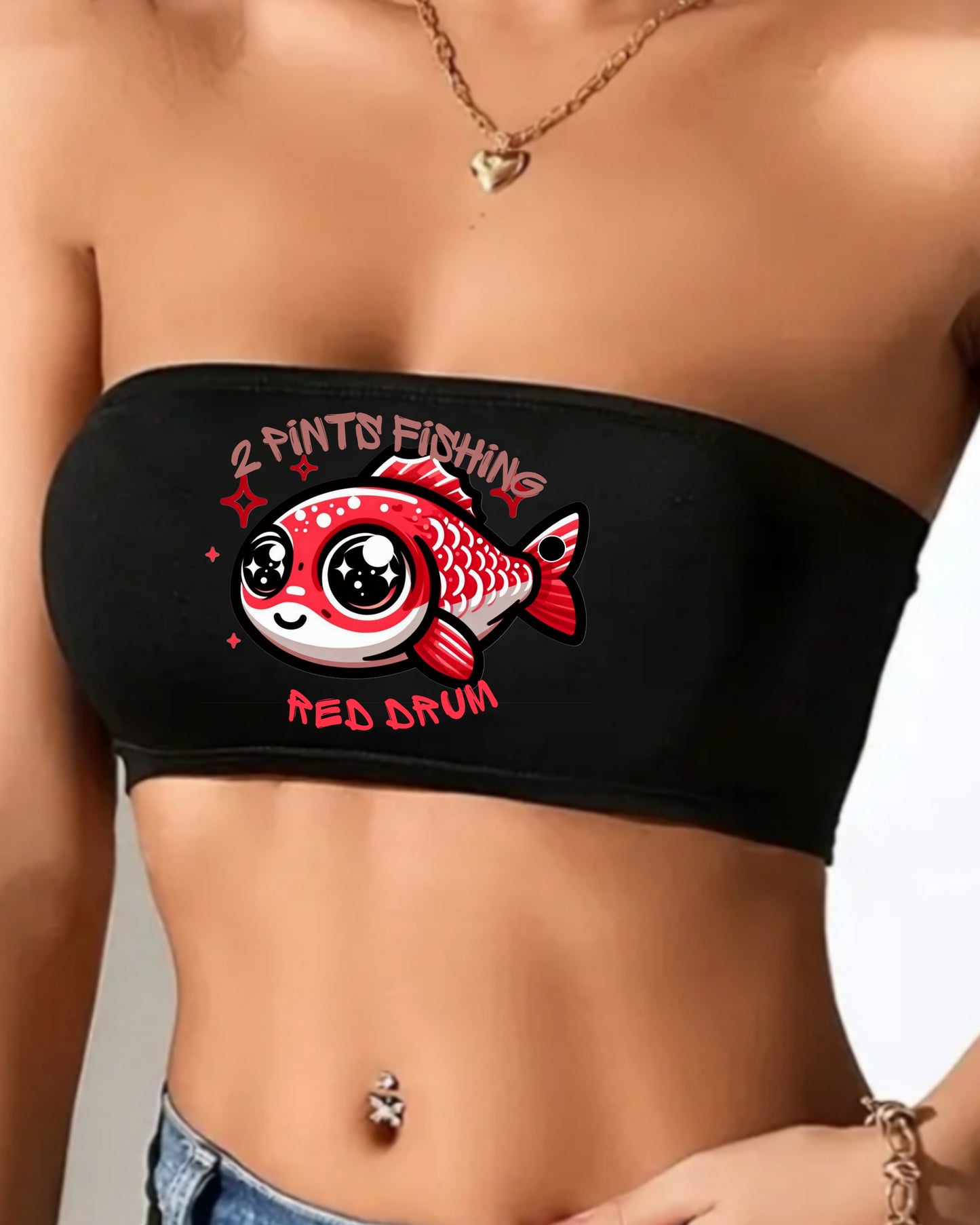 Cute Fishing Crop Tube Top