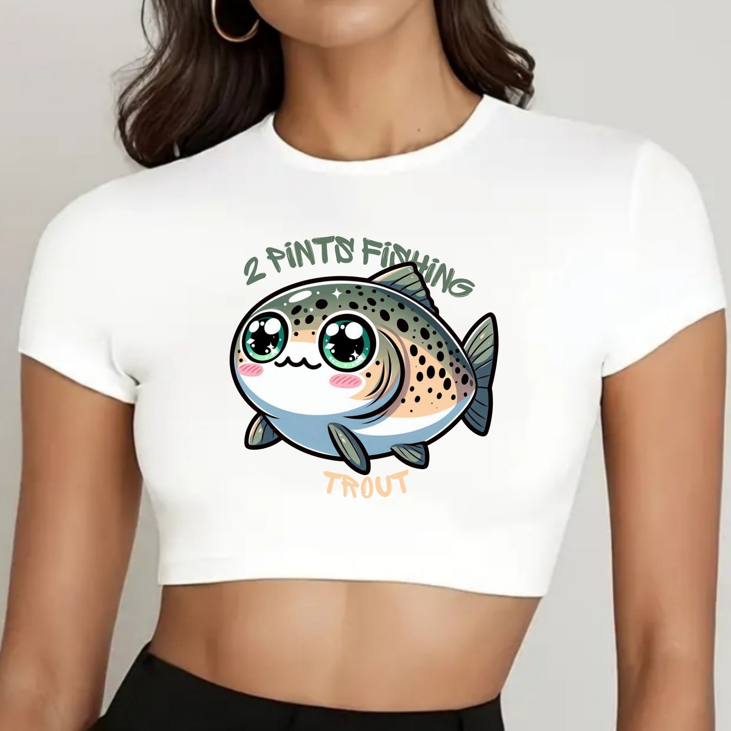 Cute Fishing Crop Top DriFit Tee