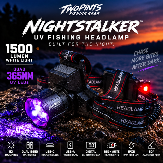 THE NIGHTSTALKER™ — 1500 Lumen UV Fishing Headlamp