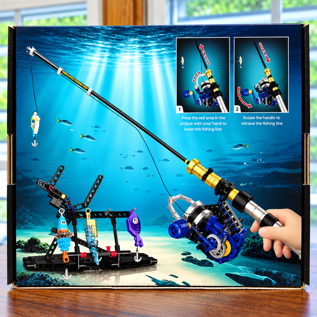 Fishing Rod & Reel Building Block Sets, 235–806 Pieces, Spinning Reel & Baitcaster Models with Fishing Lures & Display Stand, Fishing Gifts for Kids & Adults, Ages 8+