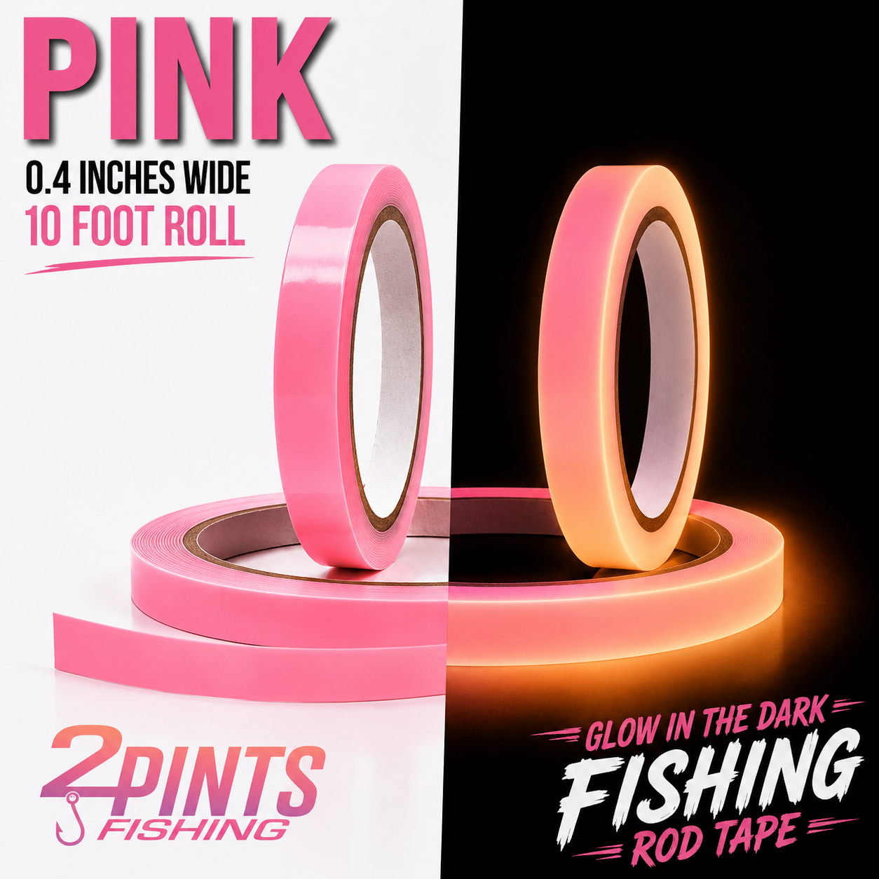 GLOW Tape for Fishing Rod - 10 FOOT ROLL - Glow in the Dark Waterproof Tape for Fishing, Hunting, Automotive, Crafts