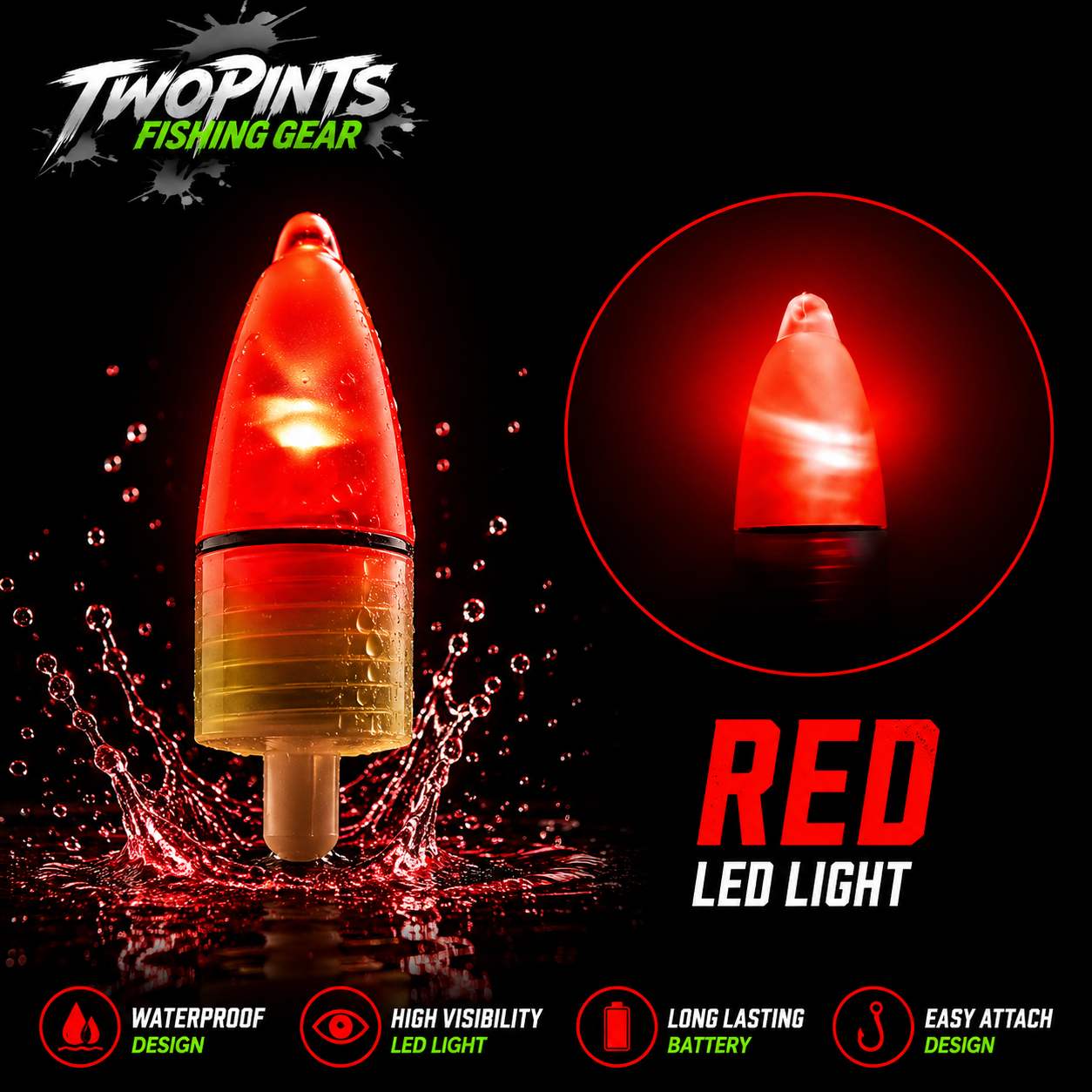 5 Pack LED Lights for Fishing Pole + Bite Bell - Bite Alarm Light & Clip on Bells
