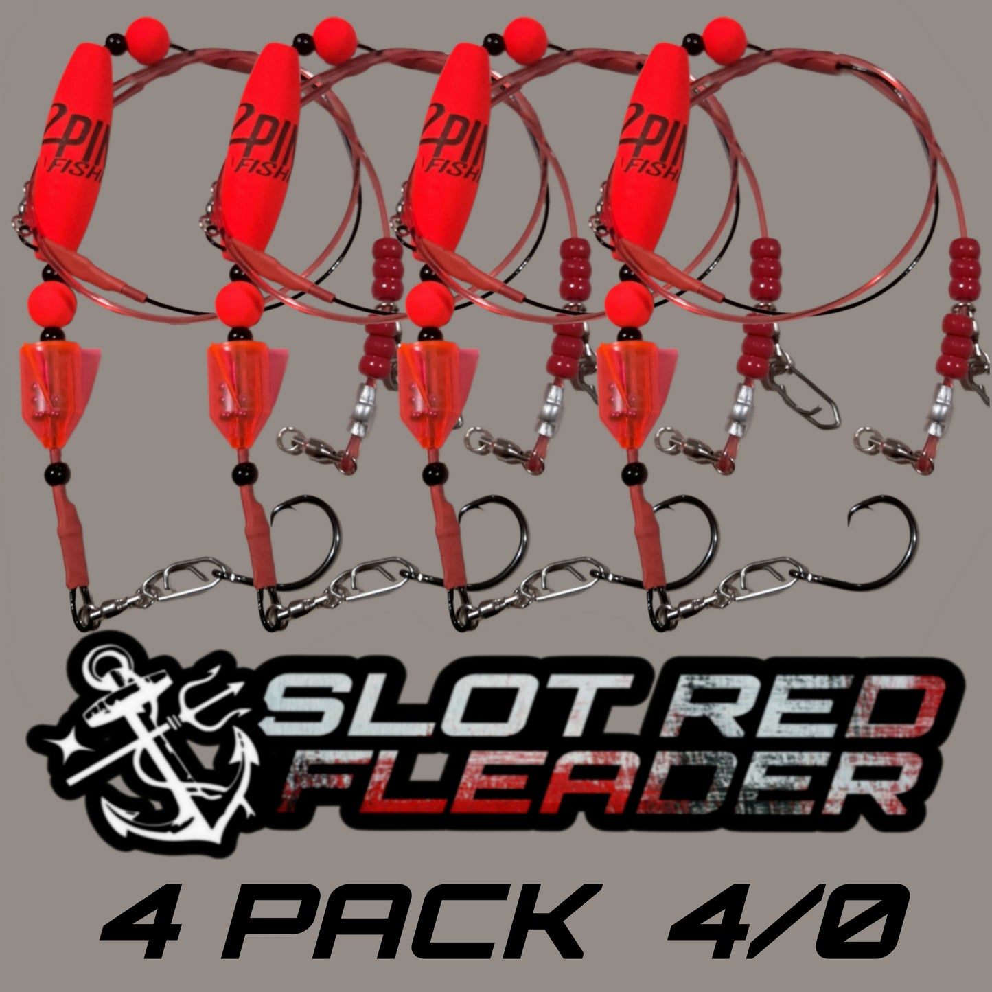 4 Pack BIG FISH Leaders - Heavy Duty Floating Leaders with 4X Strong Stainless Steel Hooks + Glow Stick