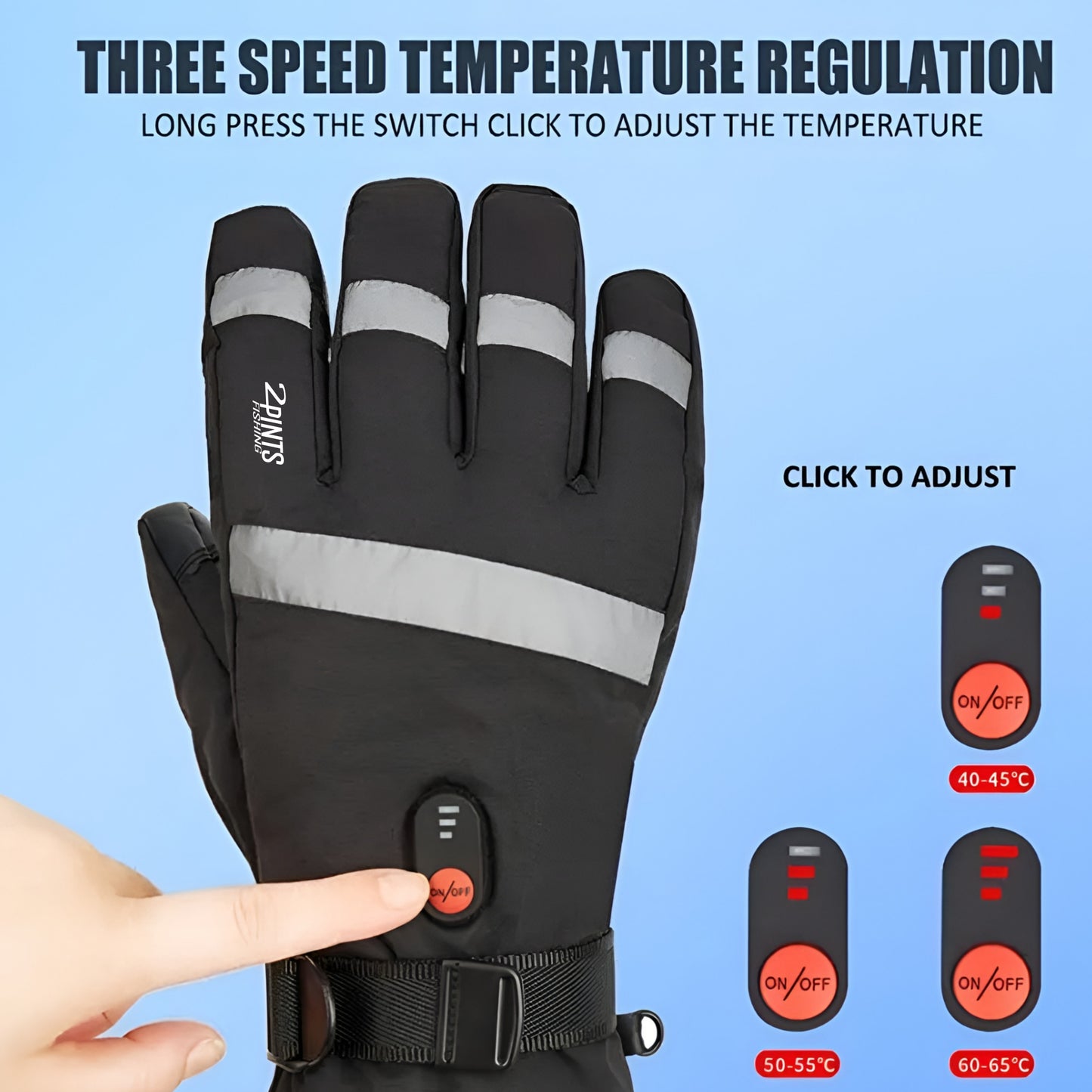 Rechargeable Heated Gloves - 5000mah - Windproof/Waterproof - Touchscreen Compatable Fingertips