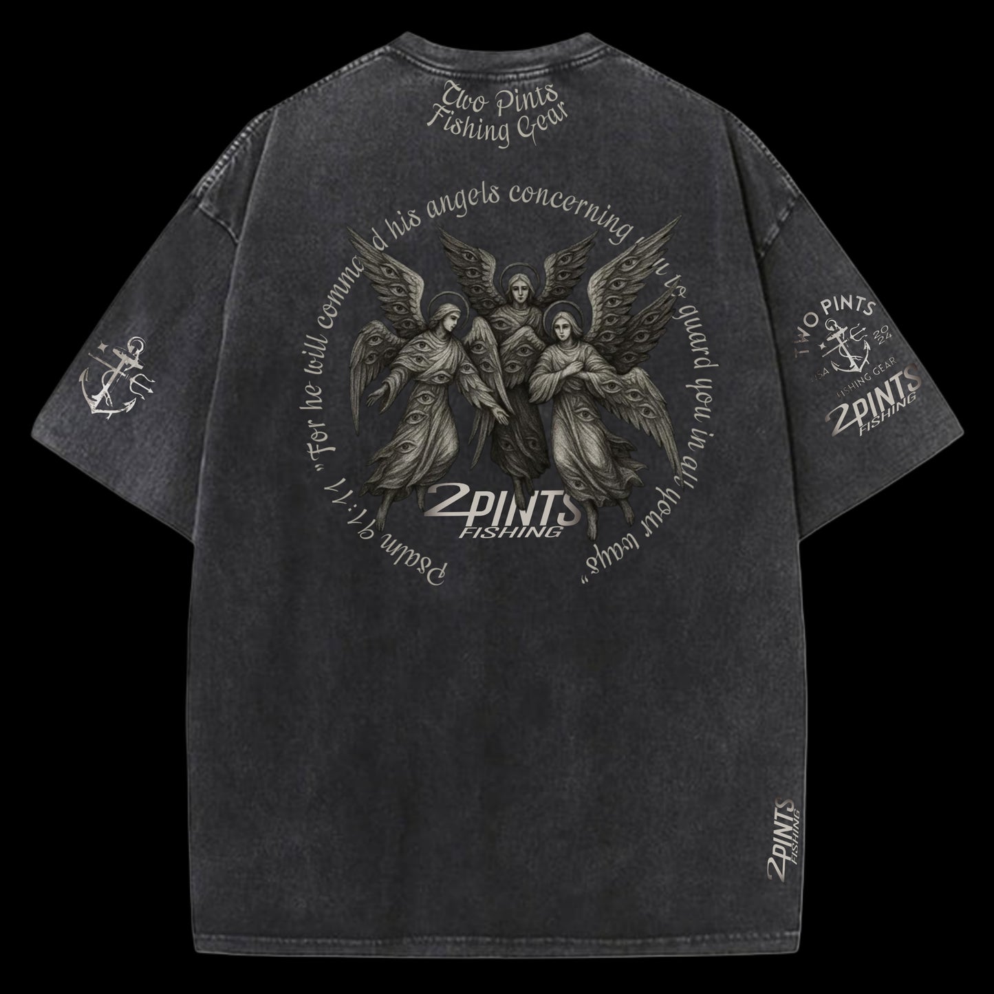 Archangels Psalm 91:11 Vintage Oversized Washed Pump Cover 100% Cotton Tee - Customizable upon request