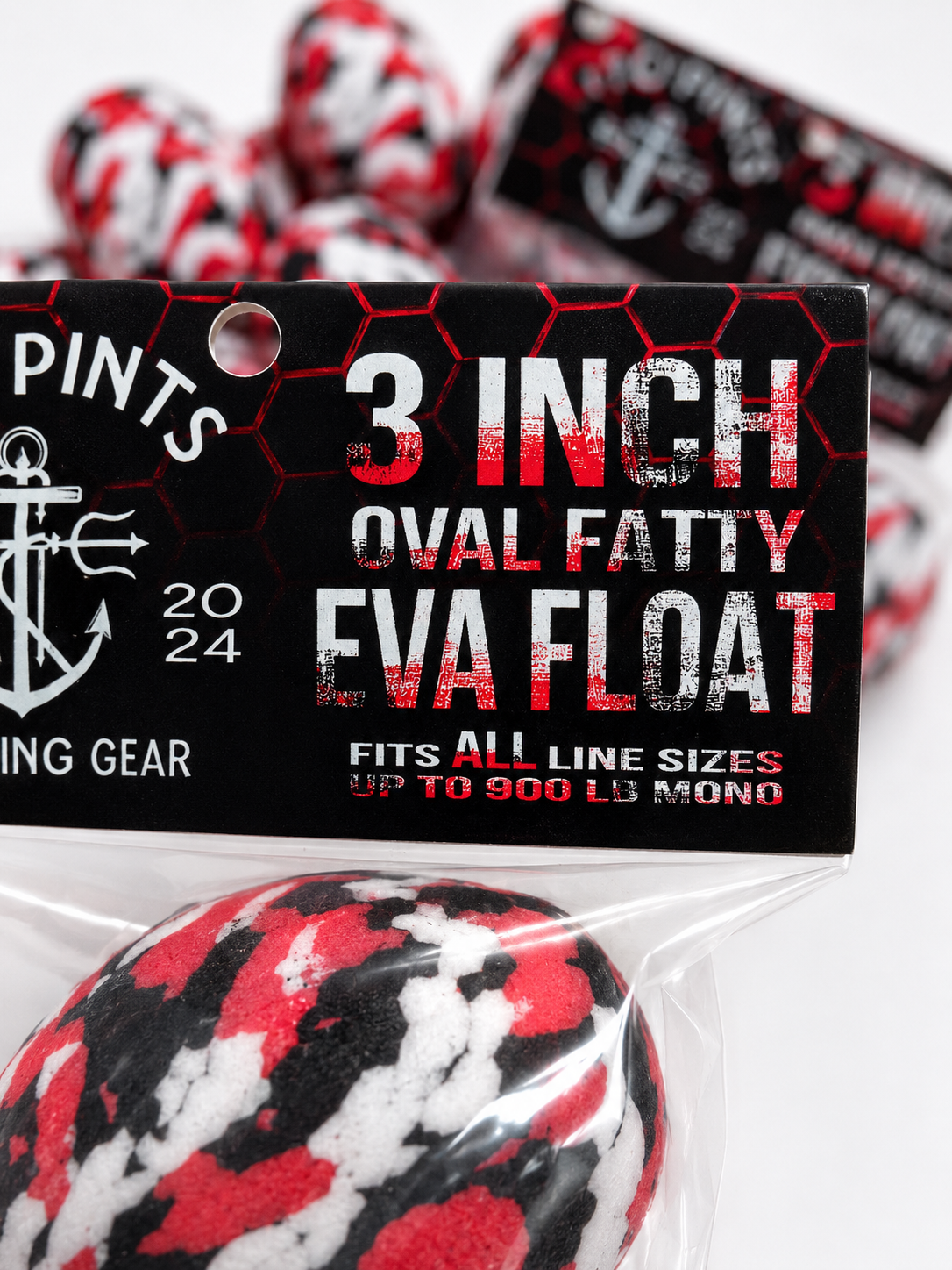 2 Pints Fishing™ 3” EVA Fatty Foam Float – Exclusive Red Camo (2 Pack or Bulk 10 Pack)