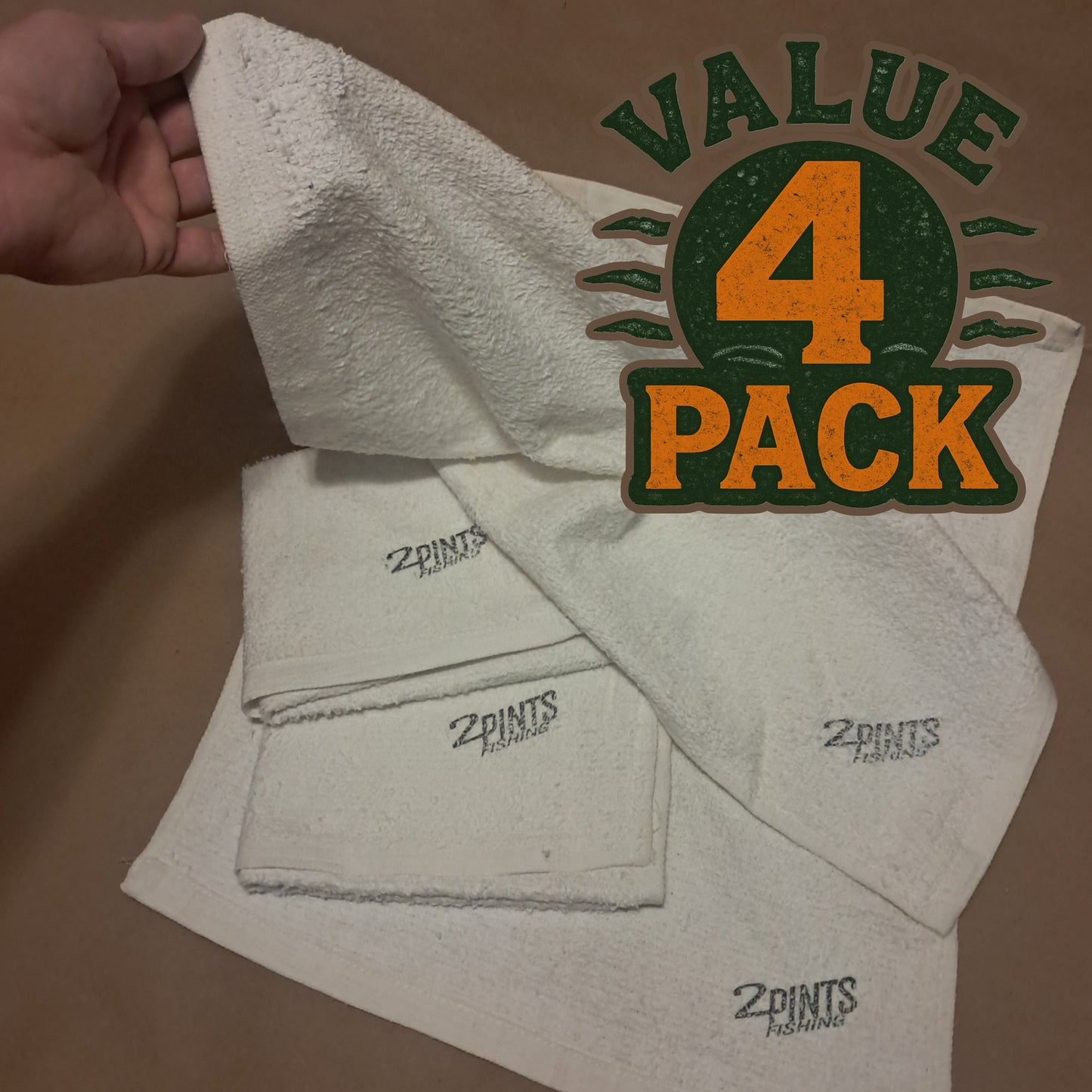 4 Pack Large Fishing Rags / Bait Towels - 18" x 15" 100% Cotton
