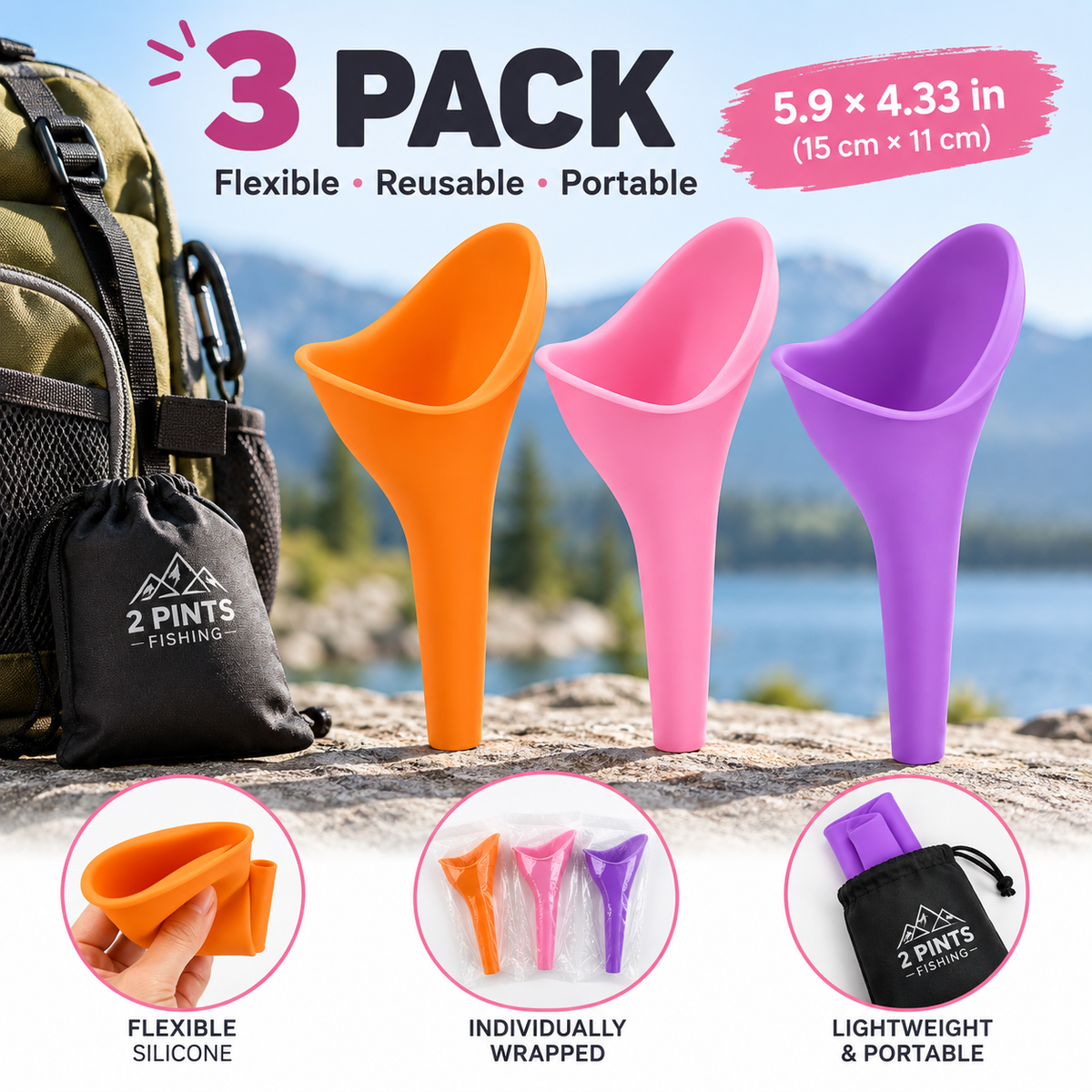 Female Outdoor Hygienic Funnel - 3 Pack