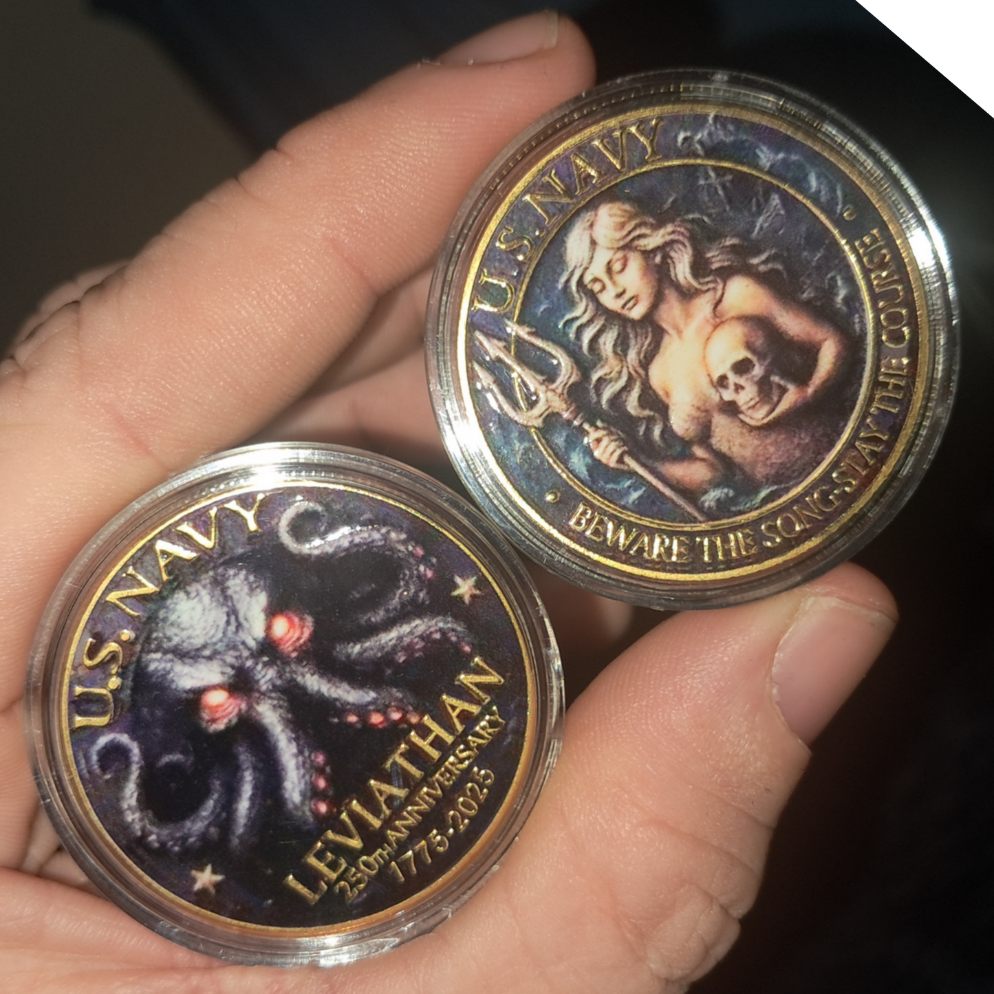 U.S. NAVY Challnge Coin 1.57 inches includes Protective Case and Hand Tied Gift Box - Solid Iron Full Color Embossed/Engraved Images