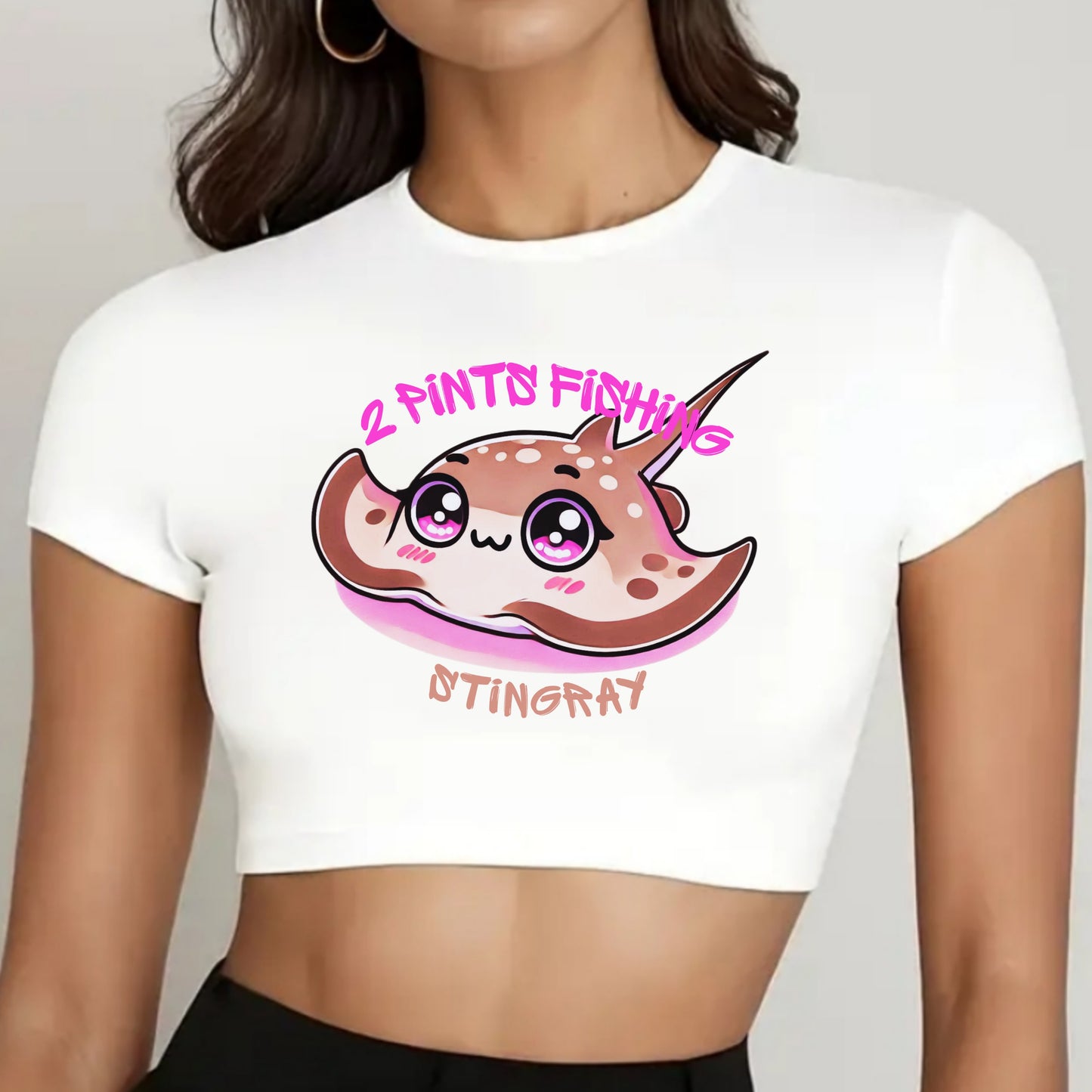 Cute Fishing Crop Top DriFit Tee