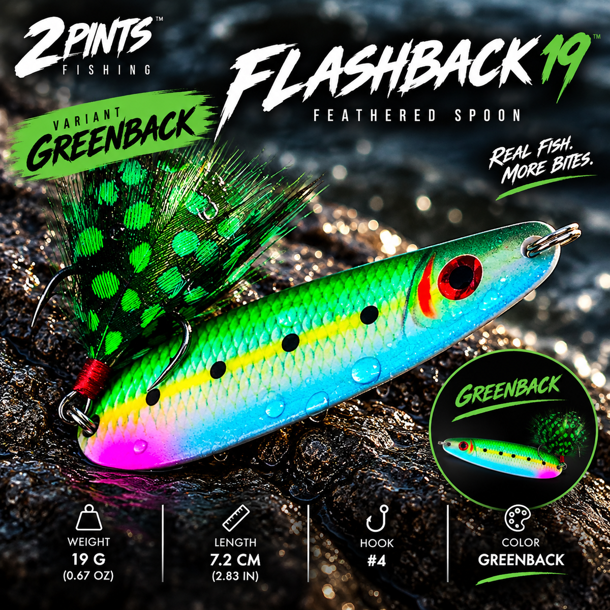 FLASHBACK 19 - 19g Feathered Treble Spool Lure - PRO Series
