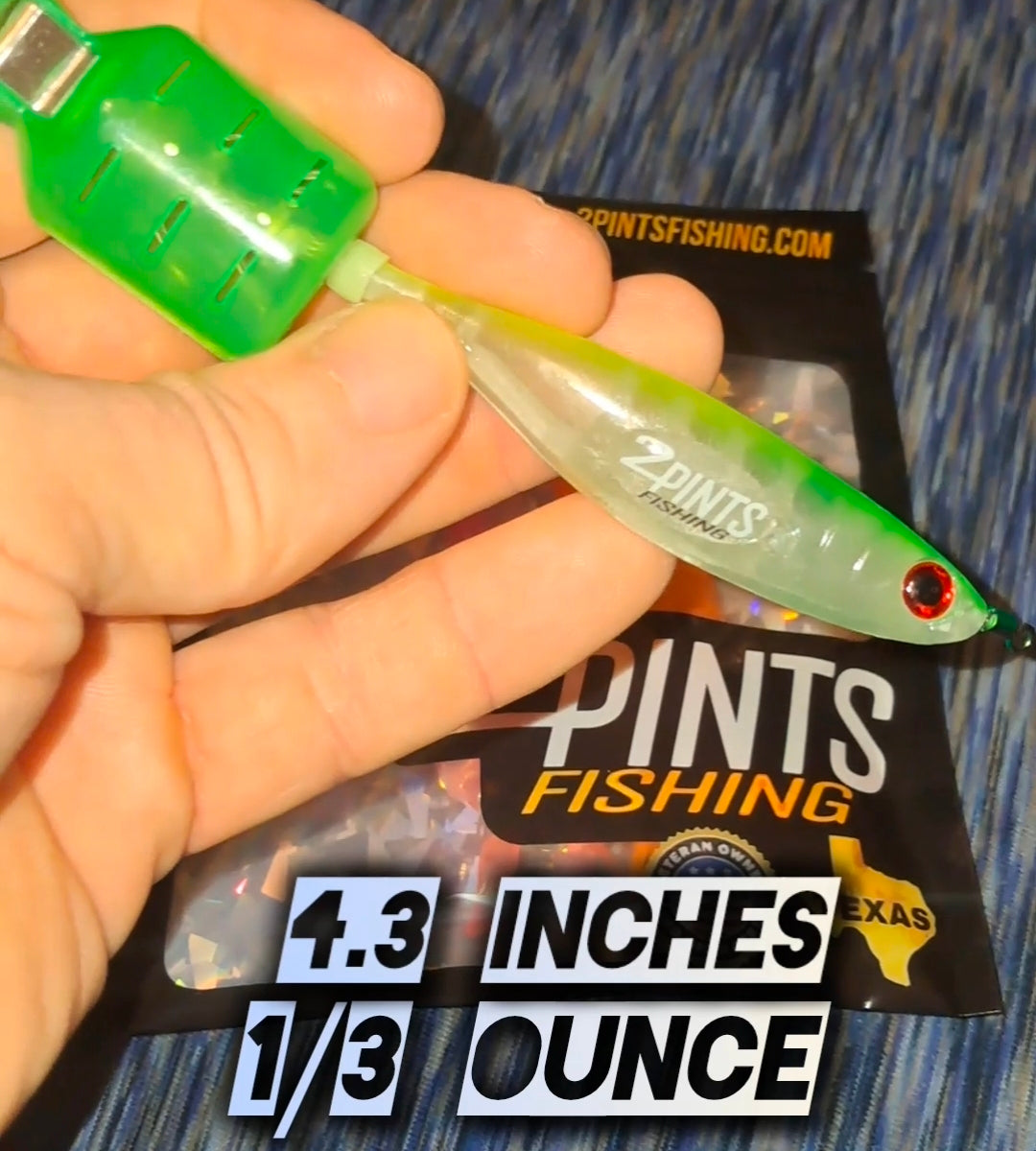 GlowTech Squid Jig - Luminescent Glow in the Dark Weighted Squid Jig for all depths 4.3 inch 1/3 Oz Fishing Lure