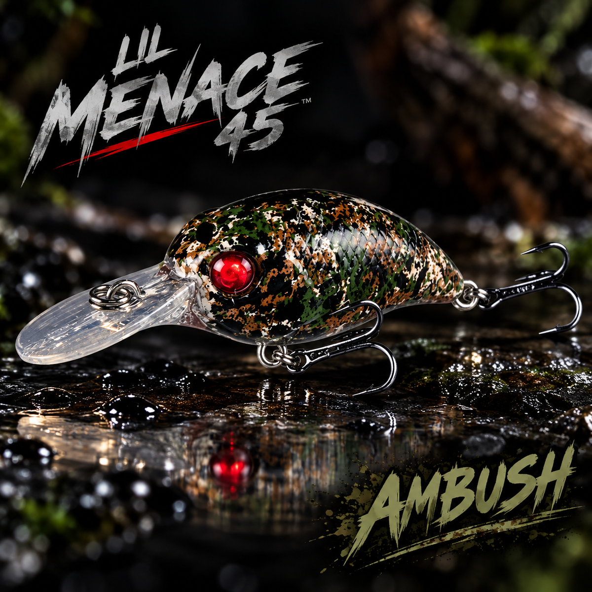 Lil MENACE 45 - 45mm 3g Floating Crankbait Twitch Fishing Lure - Hand Painted w/ Steel Balls