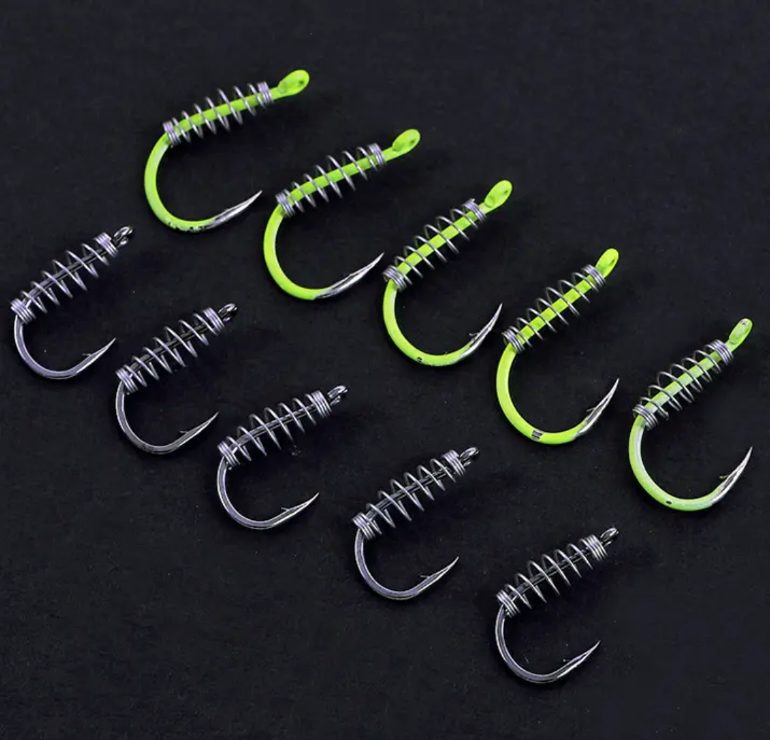 20pcs/pack Extra Small High-Visibility Fluorescent Green Fishing Hooks - Durable Stainless Steel with Spring Barbs