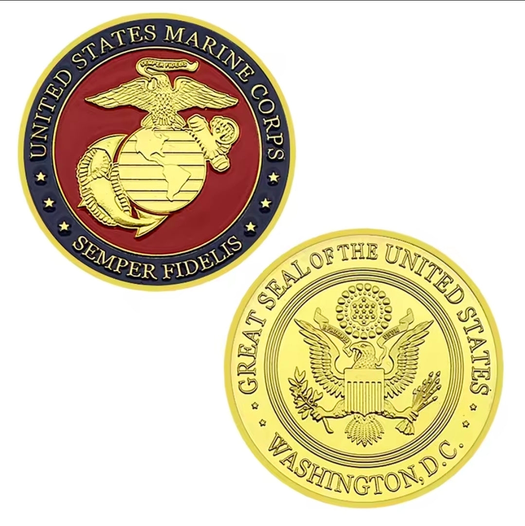 U.S. Military Commemrative Steel Coins 1.57 inches with Plastic Protective Case Navy Army Marines Air Force Coast Guard First Responder Veteran Christian