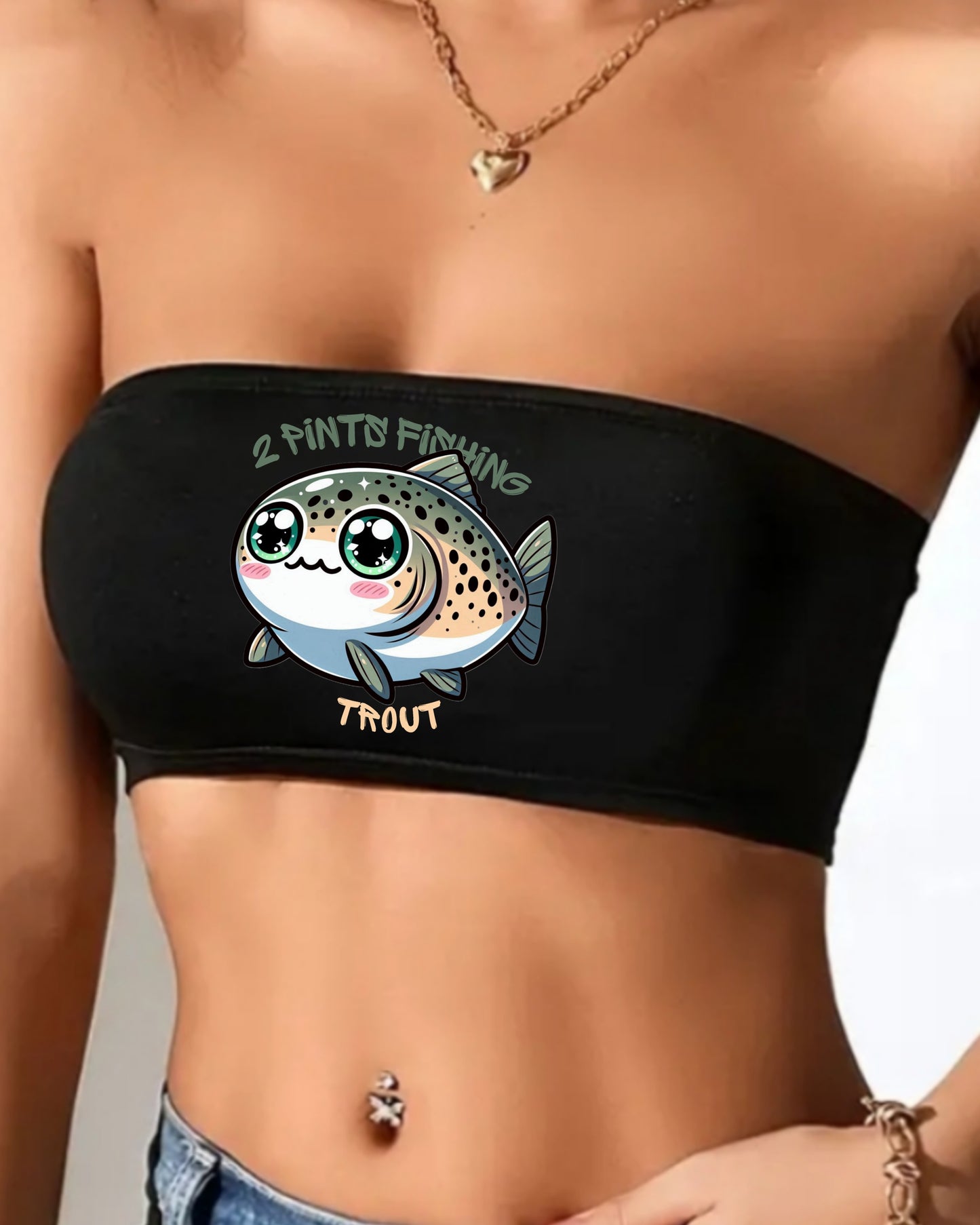 Cute Fishing Crop Tube Top