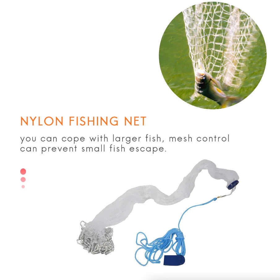 Cast Net Fishing - Strong Nylon Mesh 6ft-14ft