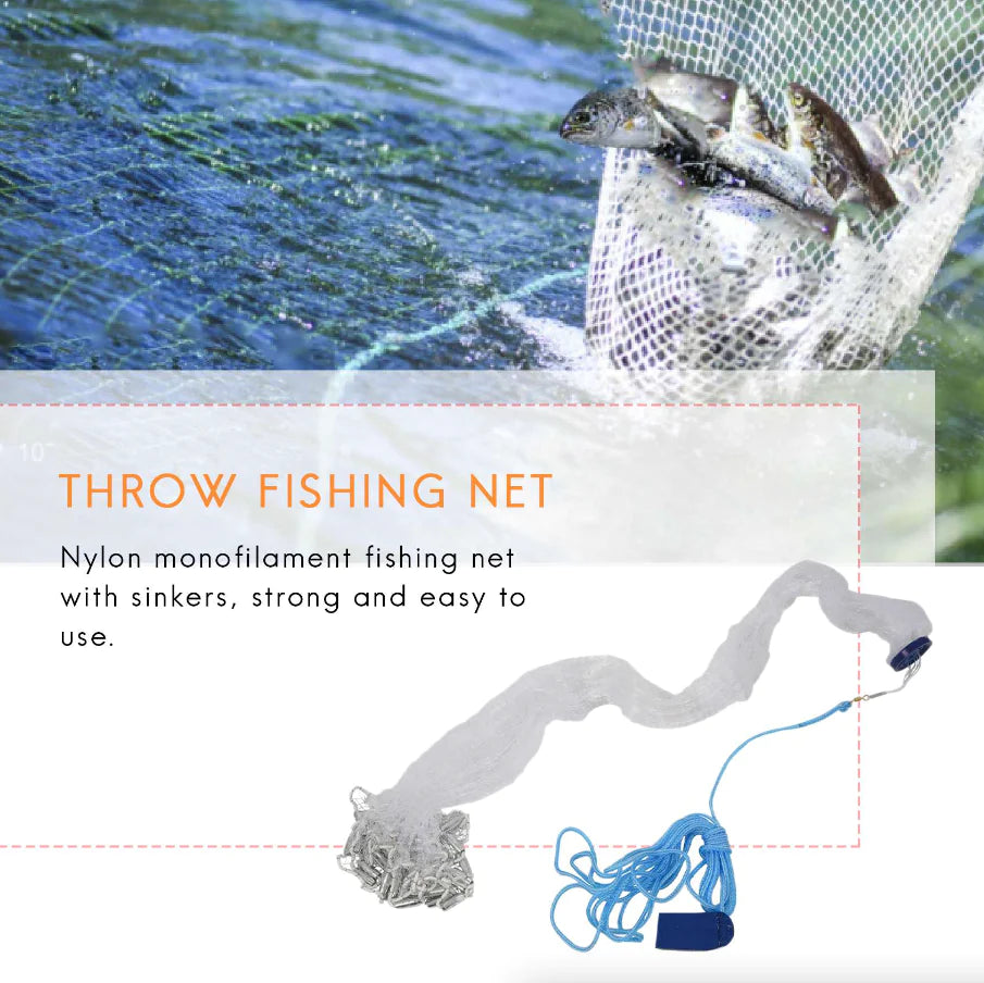 Cast Net Fishing - Strong Nylon Mesh 6ft-14ft