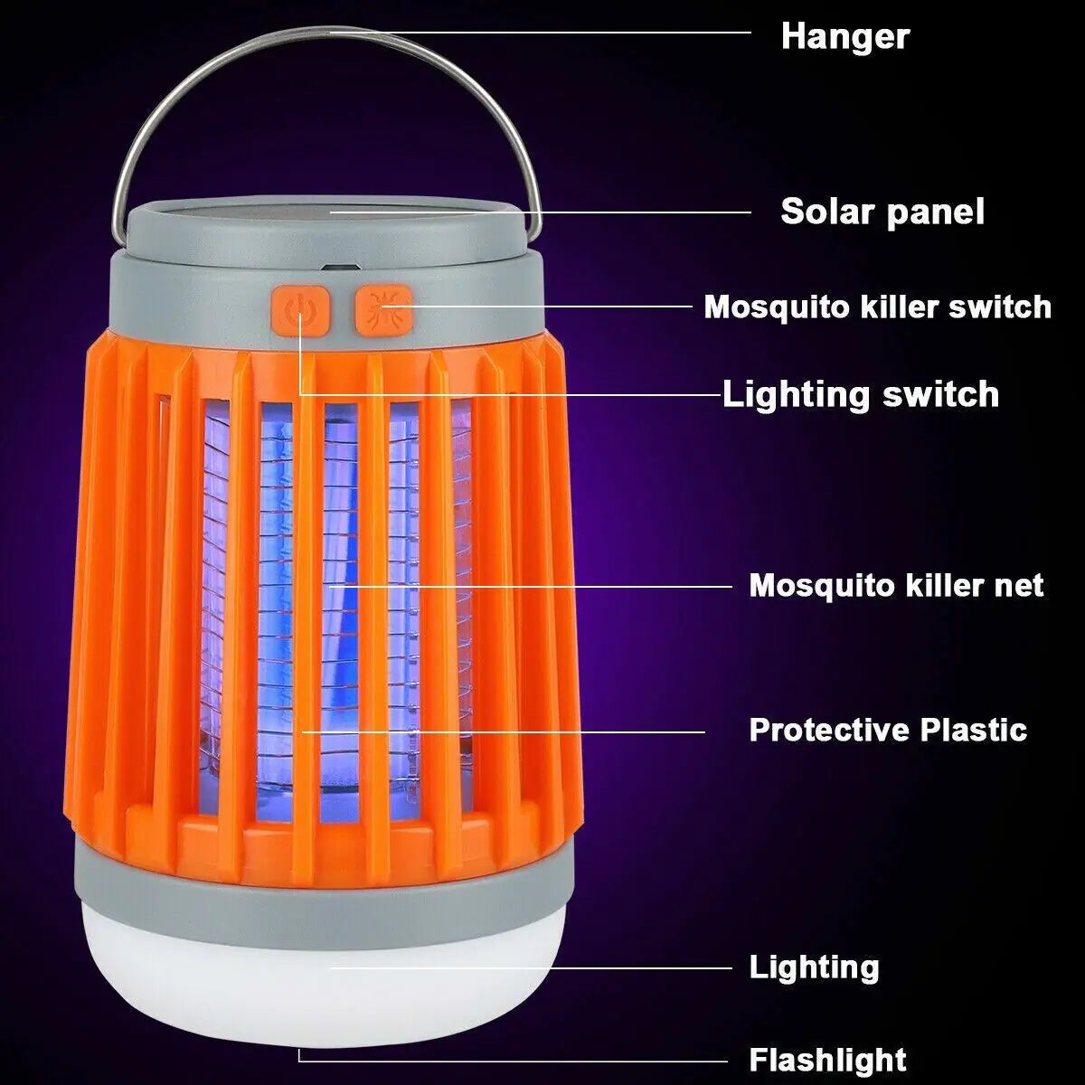 Solar USB Mosquito Killer + Electronic Fly Bug Insect Zapper